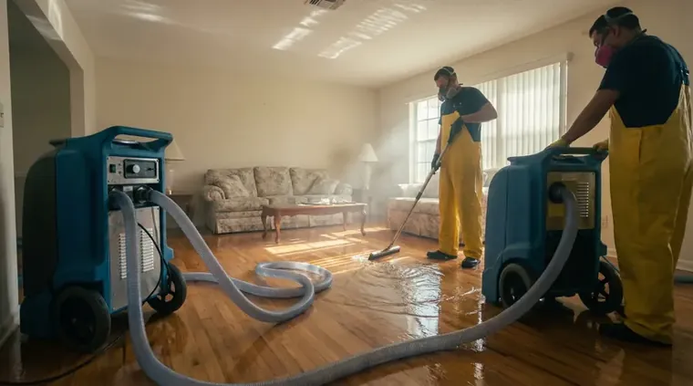 Air movers and dehumidifiers drying an Elkridge, MD room